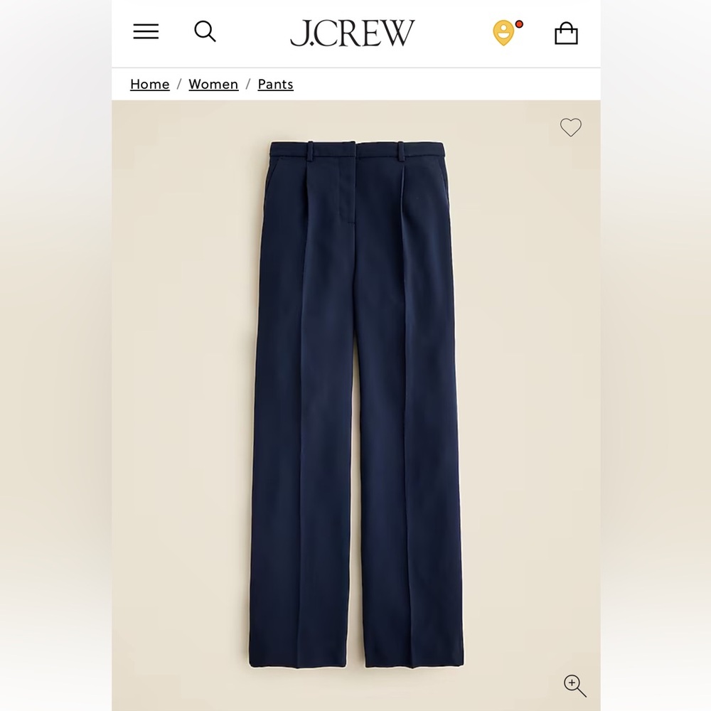 J. Crew women’s  wide leg essential navy pants in essential crepe